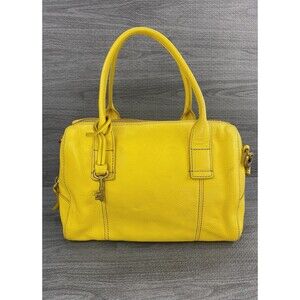 Fossil Jori Bright Yellow Leather Mini Satchel Handbag Purse Vintage Style Bag